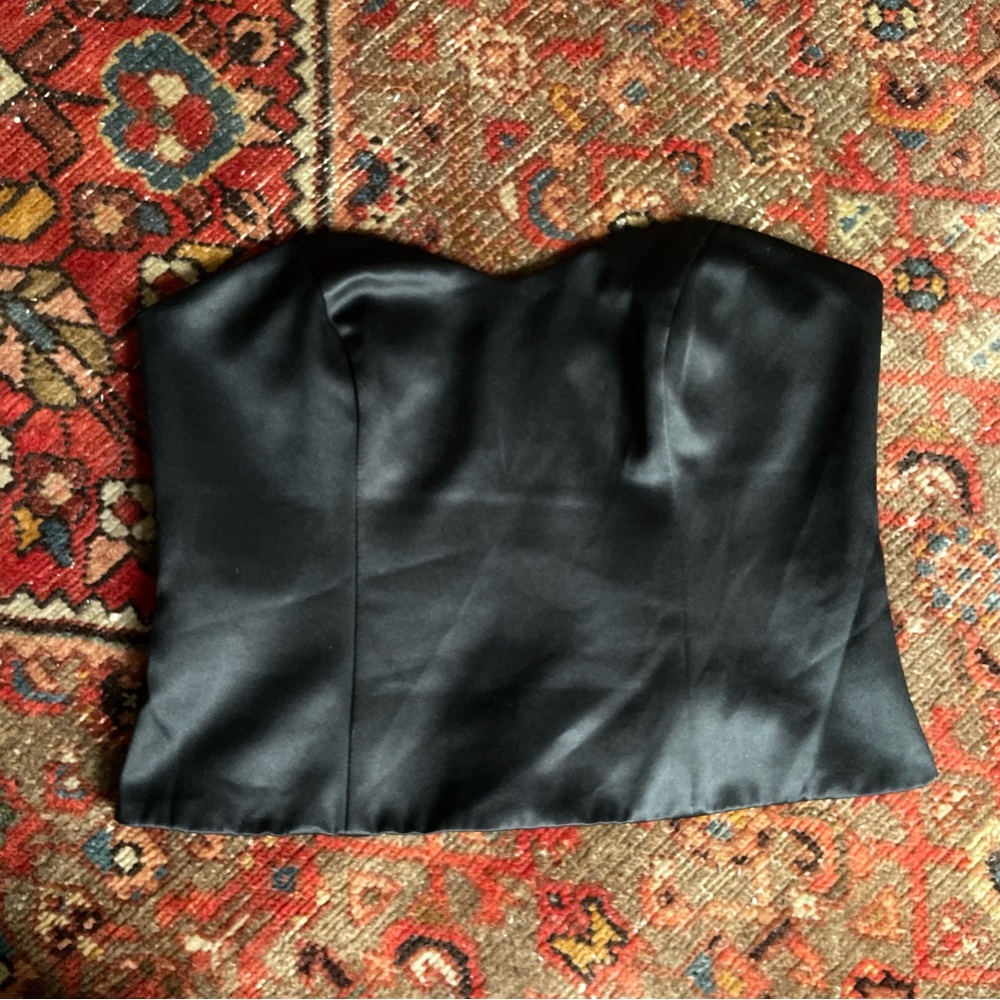 Vintage 90s Black Strapless Satin Corset Top